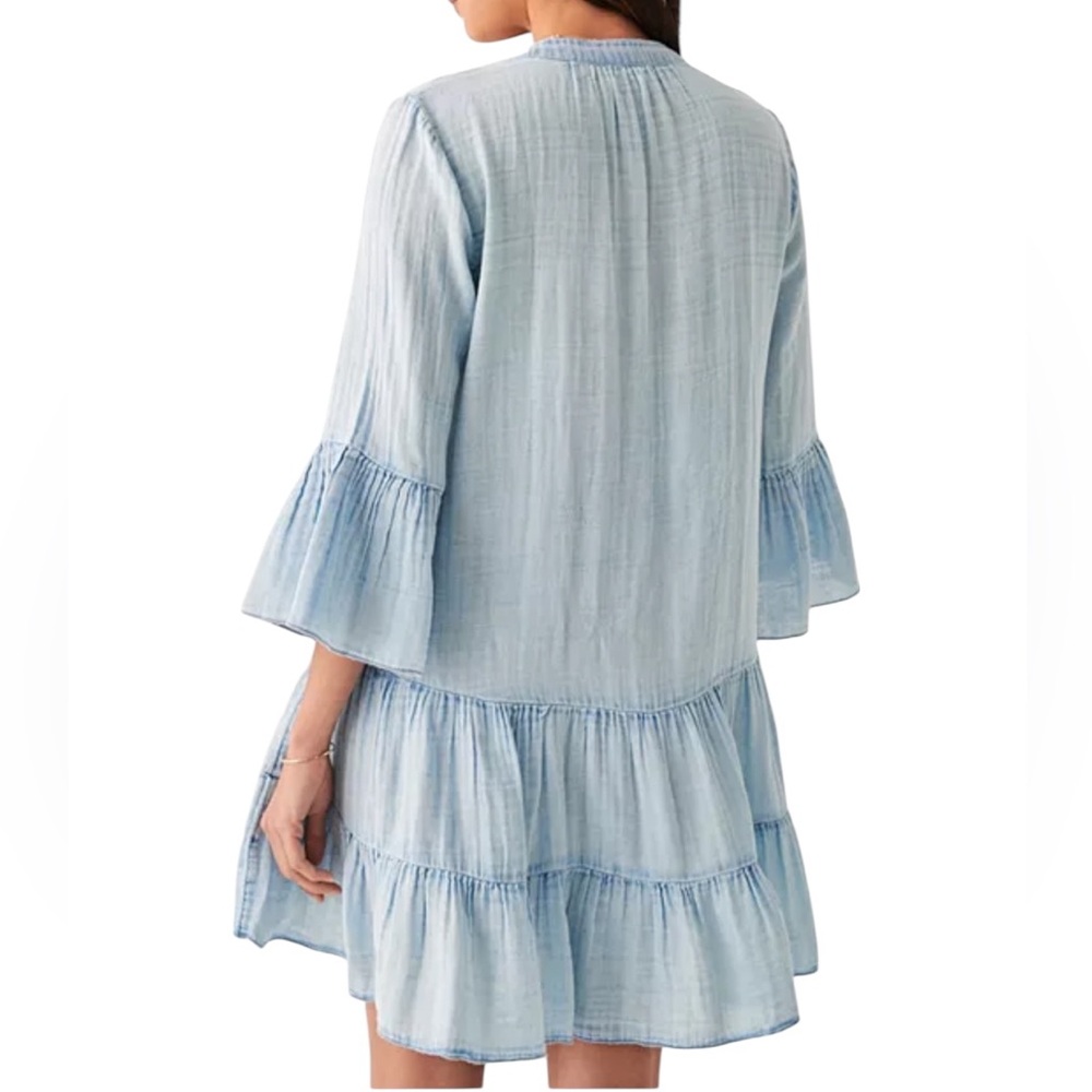 Faherty Dream Cotton Gauze Kasey Dress in Light Indigo Wash NWT - Picture 3 of 16